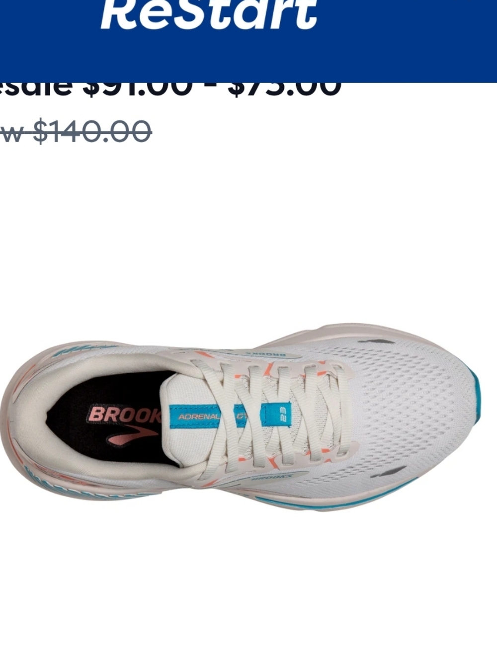 Brooks Adrenaline GTS Women's Running Shoes - White, Teal, Coral - Picture 11 of 14